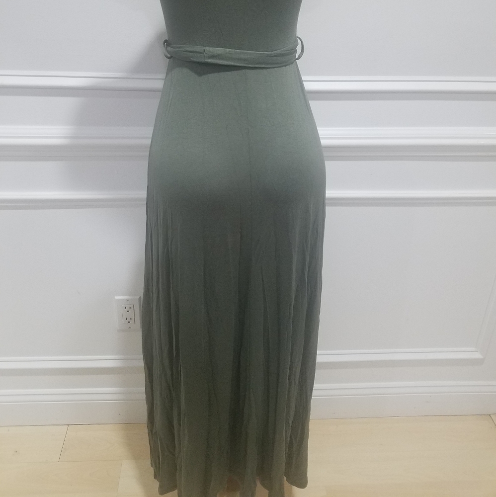 Olive Wrap Dress - Picture 3 of 8